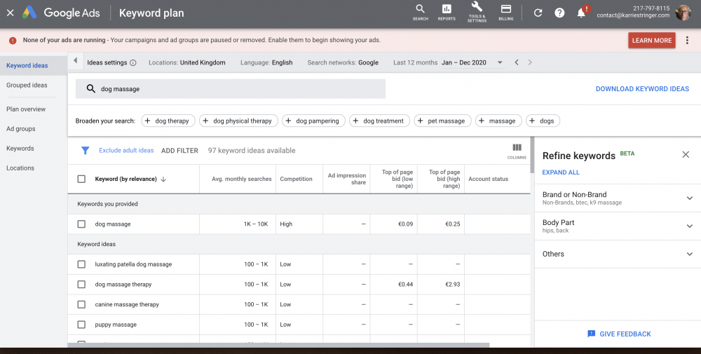 Google keyword planner image